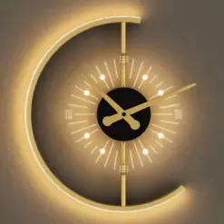 LED Väggklocka med Belysning – 40 cm Rund Design i Metall