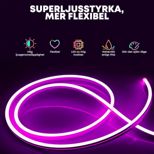 RGBiC Neonljusslang – Flexibel vattentät LED-remsa med fjärrkontroll och smartphone-styrning - Bild 10