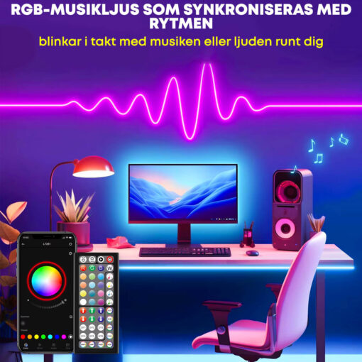 RGBiC Neonljusslang – Flexibel vattentät LED-remsa med fjärrkontroll och smartphone-styrning - Bild 3