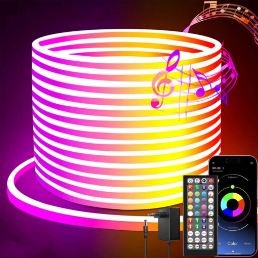 RGBiC Neonljusslang – Flexibel vattentät LED-remsa med fjärrkontroll och smartphone-styrning