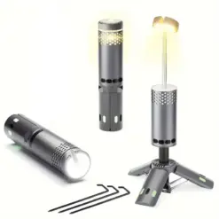 Fällbar LED Campinglampa med Magnetfot och Tripod