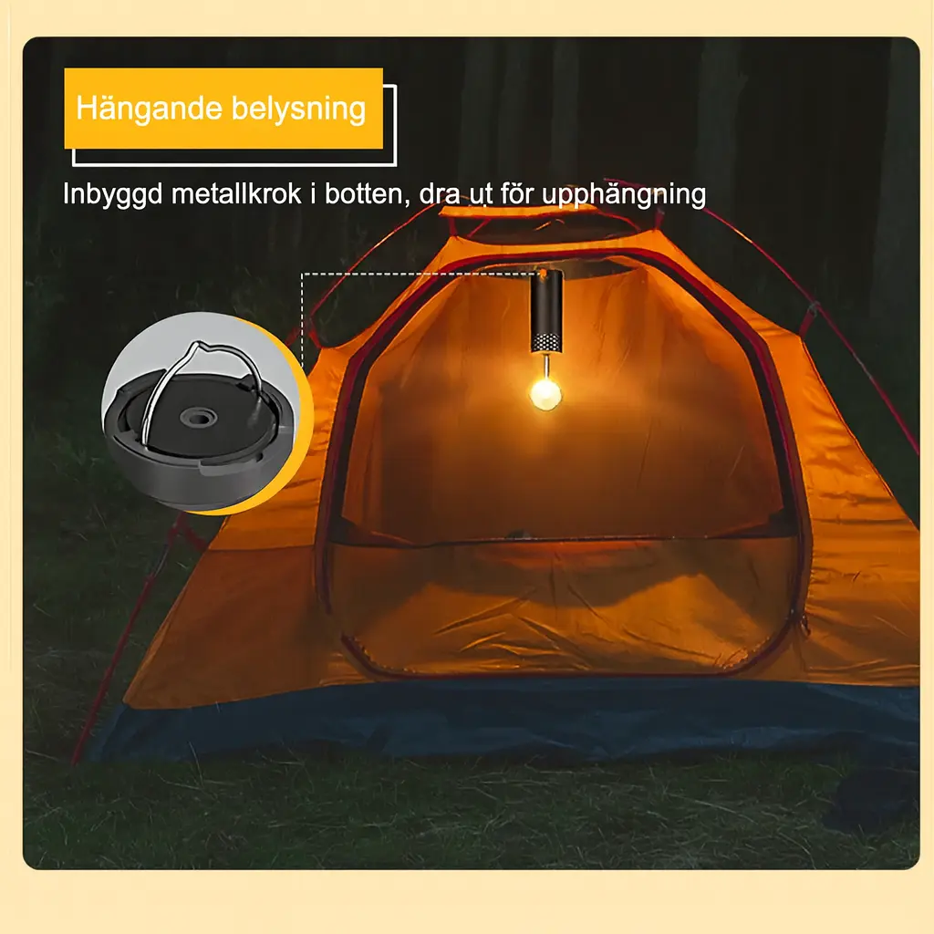 Fällbar LED Campinglampa med Magnetfot och Tripod - Bild 3