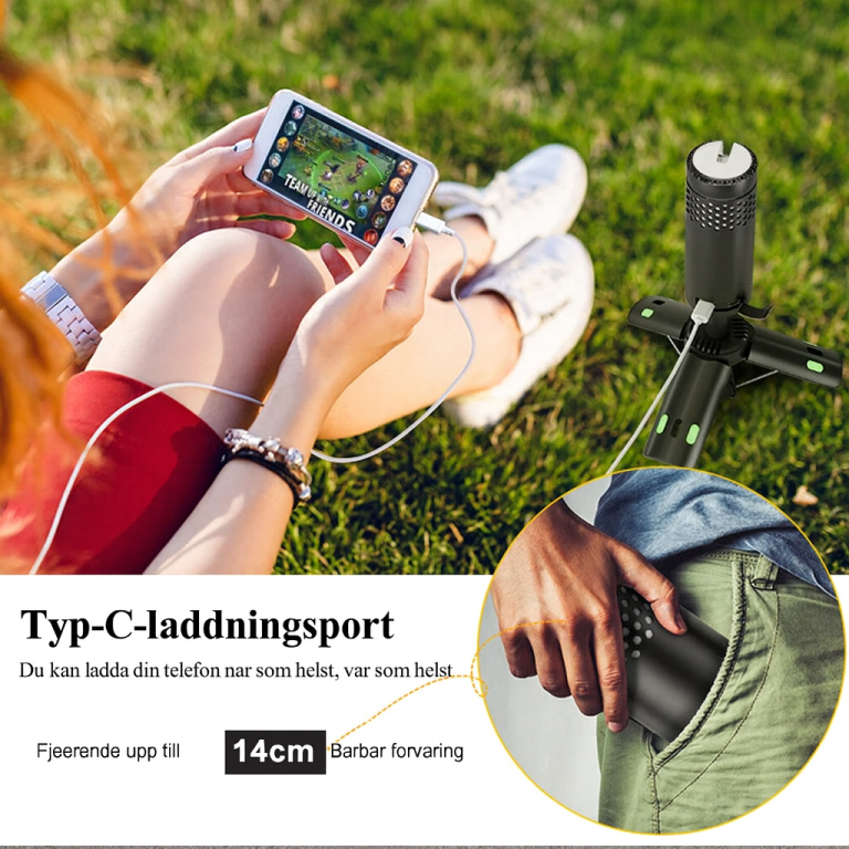 Fällbar campinglampa med stativ