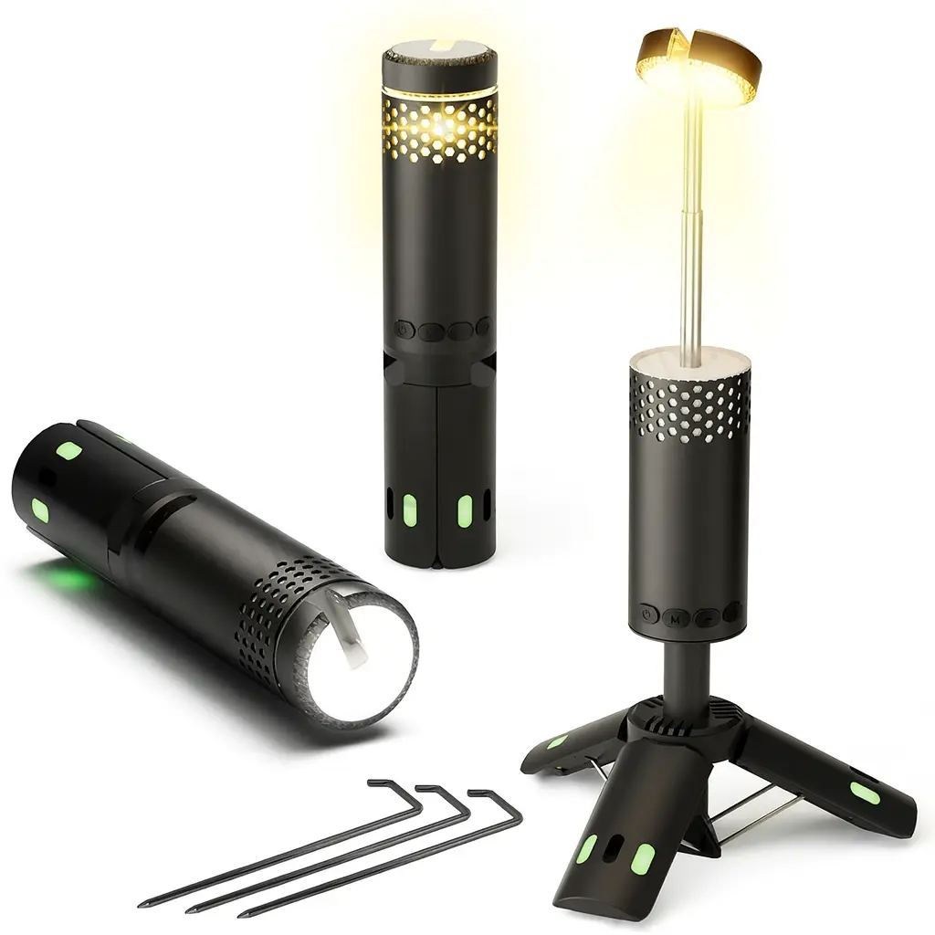 Fällbar LED Campinglampa med Magnetfot och Tripod - Bild 10