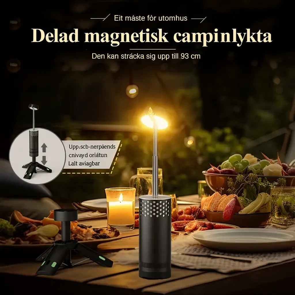 Fällbar LED Campinglampa med Magnetfot och Tripod - Bild 2