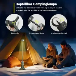 Fällbar LED Campinglampa med Magnetfot och Tripod - Bild 5